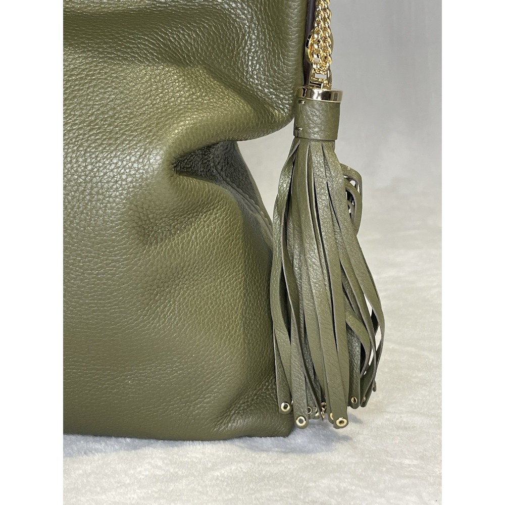 Michael Kors Brooklyn Large Leather Shoulder Handbag Purse Olive Army Green Bag - Picture 4 of 16